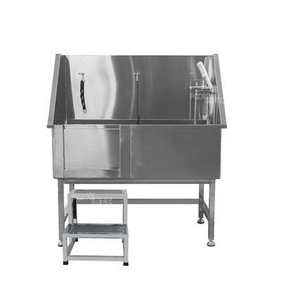 50'’Professional Stainless Steel Dog Grooming Tub Bathing Station Removable Door Back Panel facotry derict