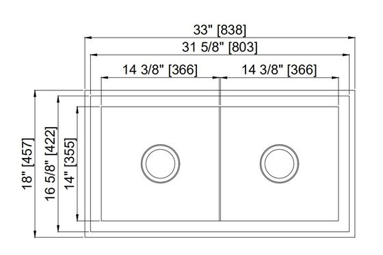 Double Bowl Stainless Steel Single Bowl Kitchen Sink Top Mount 32''X18''X10''