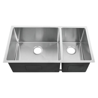ราคาโรงงาน SUS304 Undermount 32 นิ้ว Double Bowl อ่างล้างจานสแตนเลส