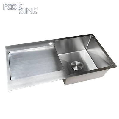 สิ่งประดิษฐ์ล่าสุดเหนือเคาน์เตอร์สแตนเลส 304 อ่างล้างจานชามคู่พร้อม Drainboard