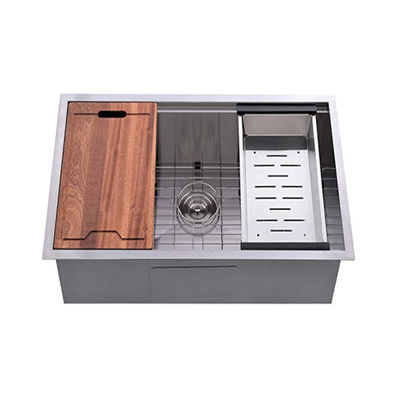 อ่างล้างจานสแตนเลสสตีล SS304 ขนาด 32x18x9 นิ้ว สำหรับเคาน์เตอร์ครัว พร้อมเขียงและตะกร้า อ่างล้างจานทำมือขายดีบน Amazon